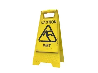 Caution Wet Floor Sign Low-poly 3D model