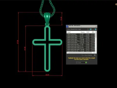 High Cross Pendant Light Gold 18K 4CP061 3D print model
