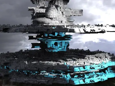 Sci-Fi City dystopia base Series Dark 3D model