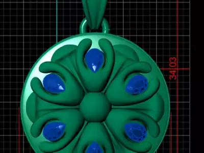 gold floral pendant 3D printable model  3D print model