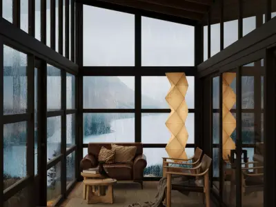 Rustic CGI Balcony Corner 3D model