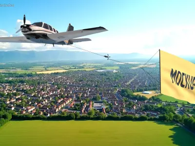  Plane with Big Yellow Aerial Mockup Banner 