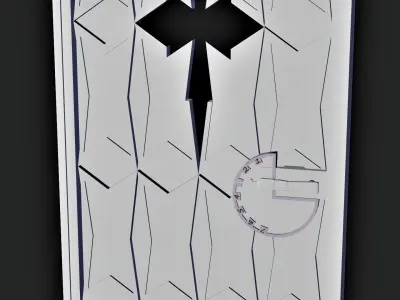 Door 3D with cross Low-poly 3D model