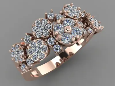 Daimonds Halos with Daimonds Heads 3D Daimond Ring Model 3D print model