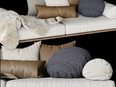 Window seat and pillows 3D model