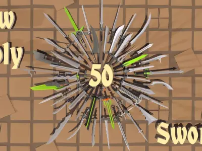 50 Low Poly Swords Low-poly 3D model