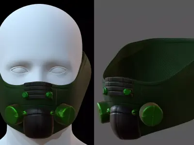 Gas mask helmet 3d model scifi Low-poly  Low-poly 3D model 239