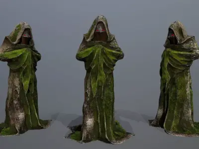 old statue  Low-poly 3D model