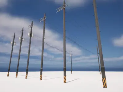 Korean Utility pole Low-poly 3D model