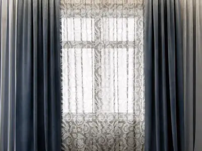 Curtains 4 curtain with drapes 3D model