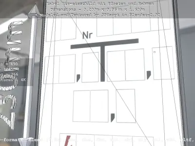 Hinweisschild Kabel mit Pfosten und Rahmen Low-poly 3D model