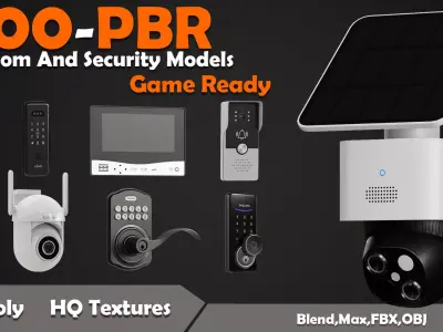 100-PBR Intercom And Security Models Low-poly 3D model