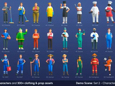 City Characters Low-poly 3D model