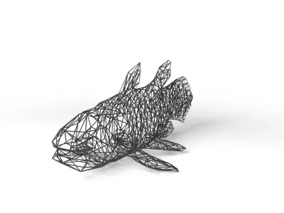 Coelacanth Wireframe Low-poly 3D model