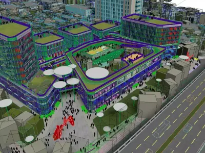 Modern Lifestyle Retail Center Exterior 3D model