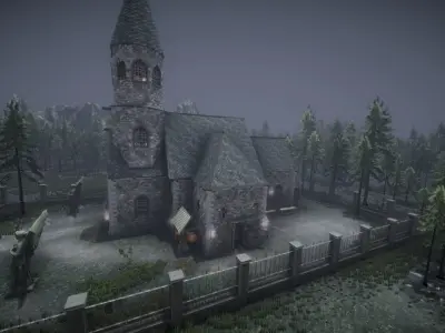 Stone Church Low-poly 3D model