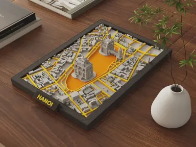 Hoan Kiem Lake Modular 3D Printable Map Hanoi  VietNam 3D print model