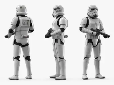  Star Wars Imperial Stormtrooper Holding Blaster Dirty Armor Stand Pose 