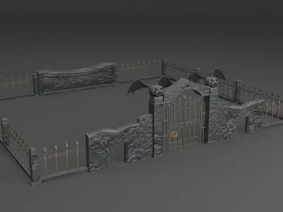 PBR Cemetery Gate 3D model