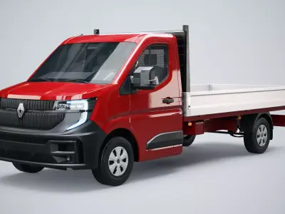 Renault Master Tipper Flatbed Truck PBR Textured Low-poly 3D model