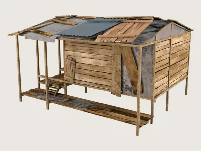 Old shack Low-poly 3D model