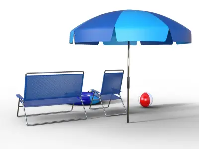 Beach Umbrella Ball Chair 3D model Low-poly 3D model