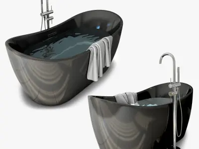 Bathtub Ferrano with detached mixer Ortis 3D model
