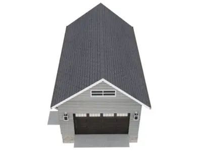 Garage with two doors and roof 3D model