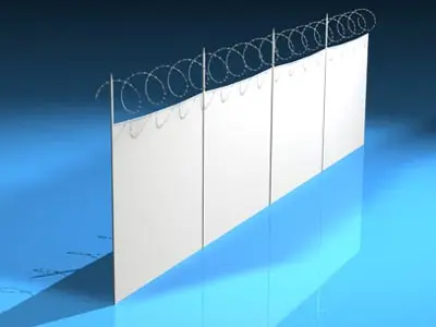 Fence with barbed wire 3D model