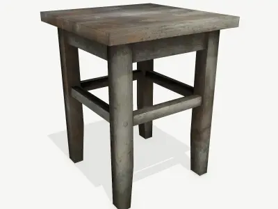 Footstool wooden table Low-poly 3D model