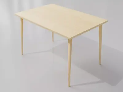 Simple wooden dining table  Low-poly 3D model
