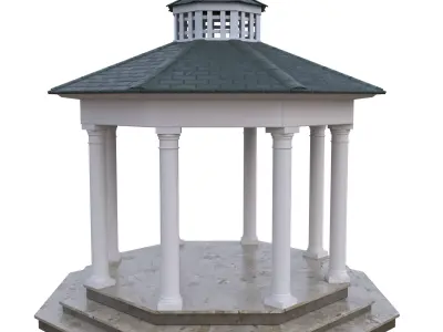 Octagonal Gazebo Pavilion 4K PBR Low Poly 3D Model Low-poly 3D model