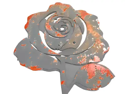 Rusty Metal Rose Ornament Low-poly 3D model