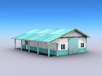 Big Metal Warehouse Low-poly 3D model