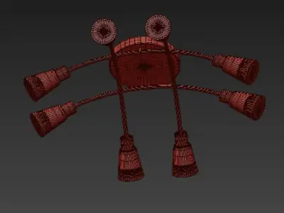 Jenna light fixture with four lamps 3D model