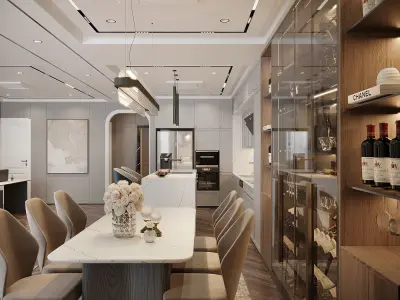 PENTHOUSE modern kitchen with wood floors 3D model