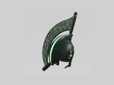 SciFi Spartan Helmet 04 Black Green - Character Design Low-poly 3D model