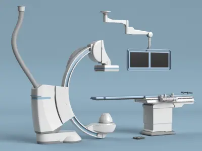  Integrated X-Ray Imaging System with Table and Overhead Screens White 