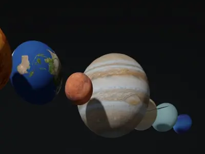 Solar System - All Planets - Milky Way Animated Low-poly 3D model