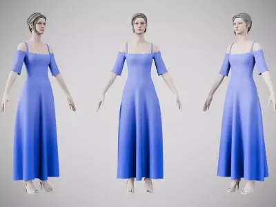 Dress 10 Very Light Blue Low-poly 3D model