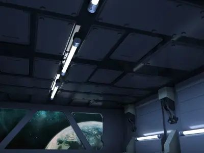 scifi sci fi blender interior corridor hallway futuristic 3D model