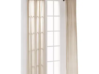 Curtain HE-No 08 Curtain With Swing Arm Rods 02 3D model