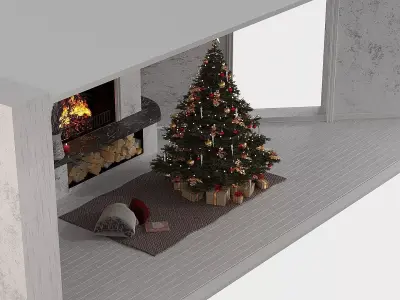 New Years interior Low-poly 3D model