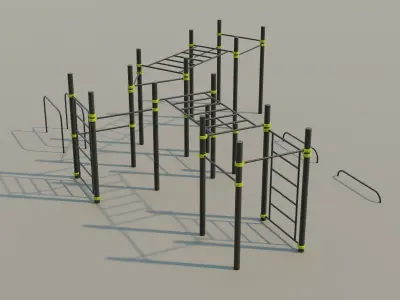 Calisthenics Station 2 Outdoor Fitness Equipment Street Workout 3D model