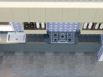 Contemporary Modular Kitchen Cabinet 3D model