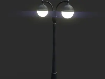 Double Lamp Post 2 Low-poly 3D model