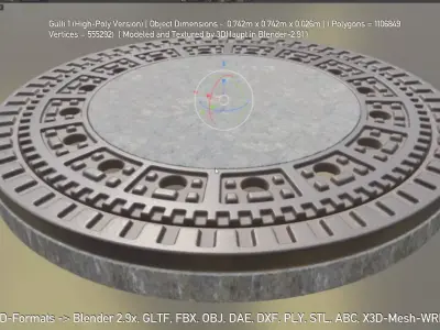 Sewer Cover 1 High-Poly Version 3D model