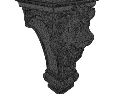 Marble Lion Head Architectural Corbel Low-poly 3D model