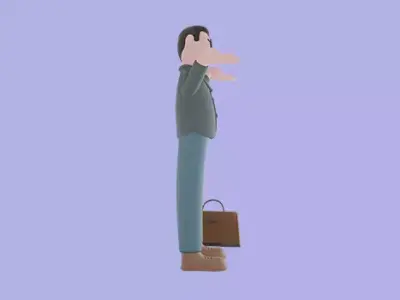 Stylized 3D Male Teacher Character - Cartoon Confused Pose 3D model