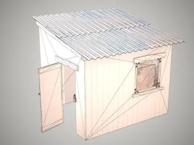 Low Poly Small Wooden Cabin Shed PBR Low-poly 3D model